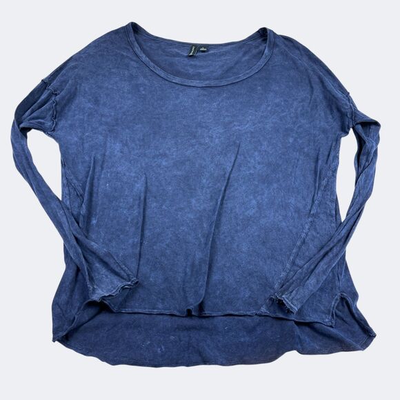 Cynthia Rowley Womens Slouchy Shirt Washed Long Sleeve Blue Pullover Top Large - Picture 1 of 10